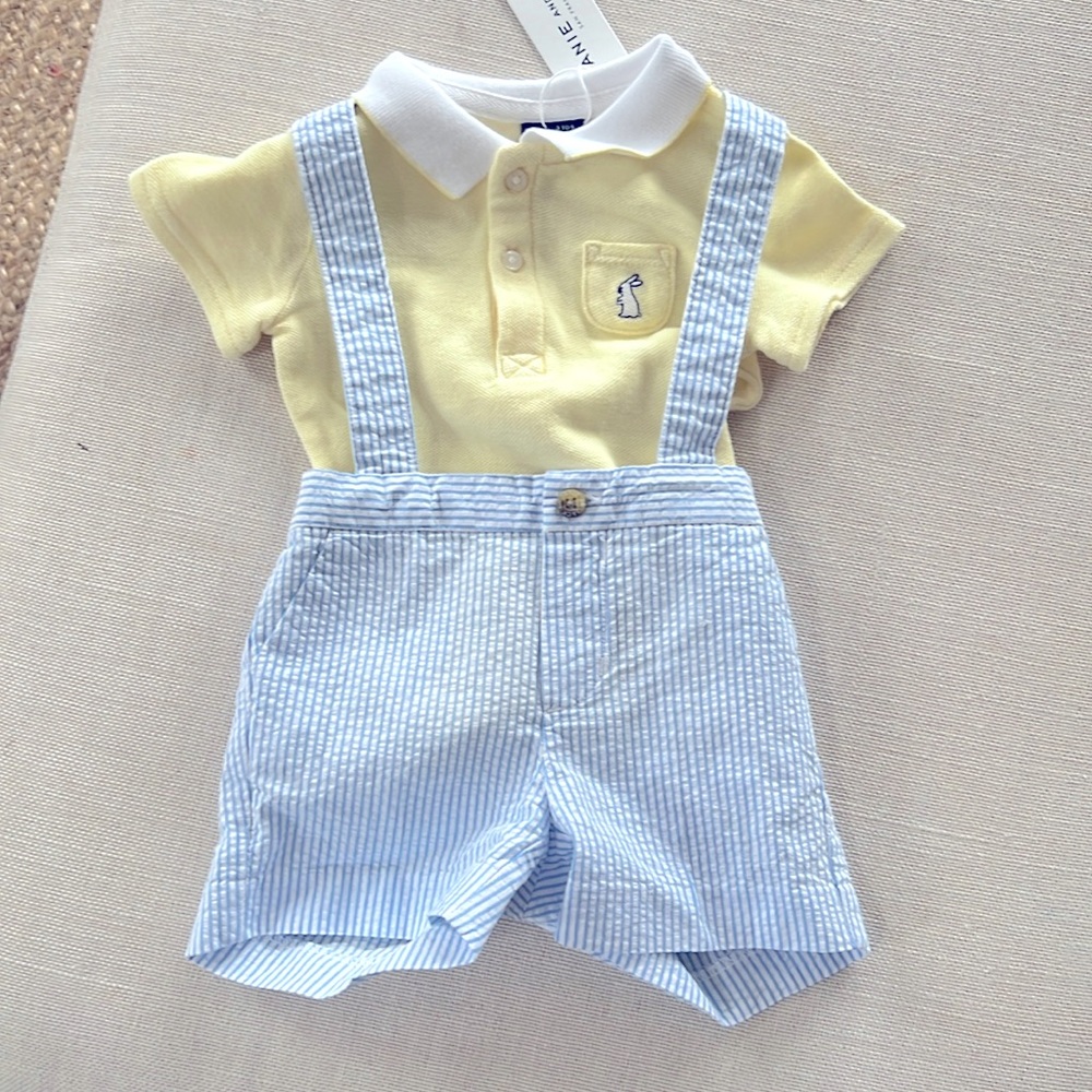 NWT Janie and Jack Seersucker Bunny Outfit Set